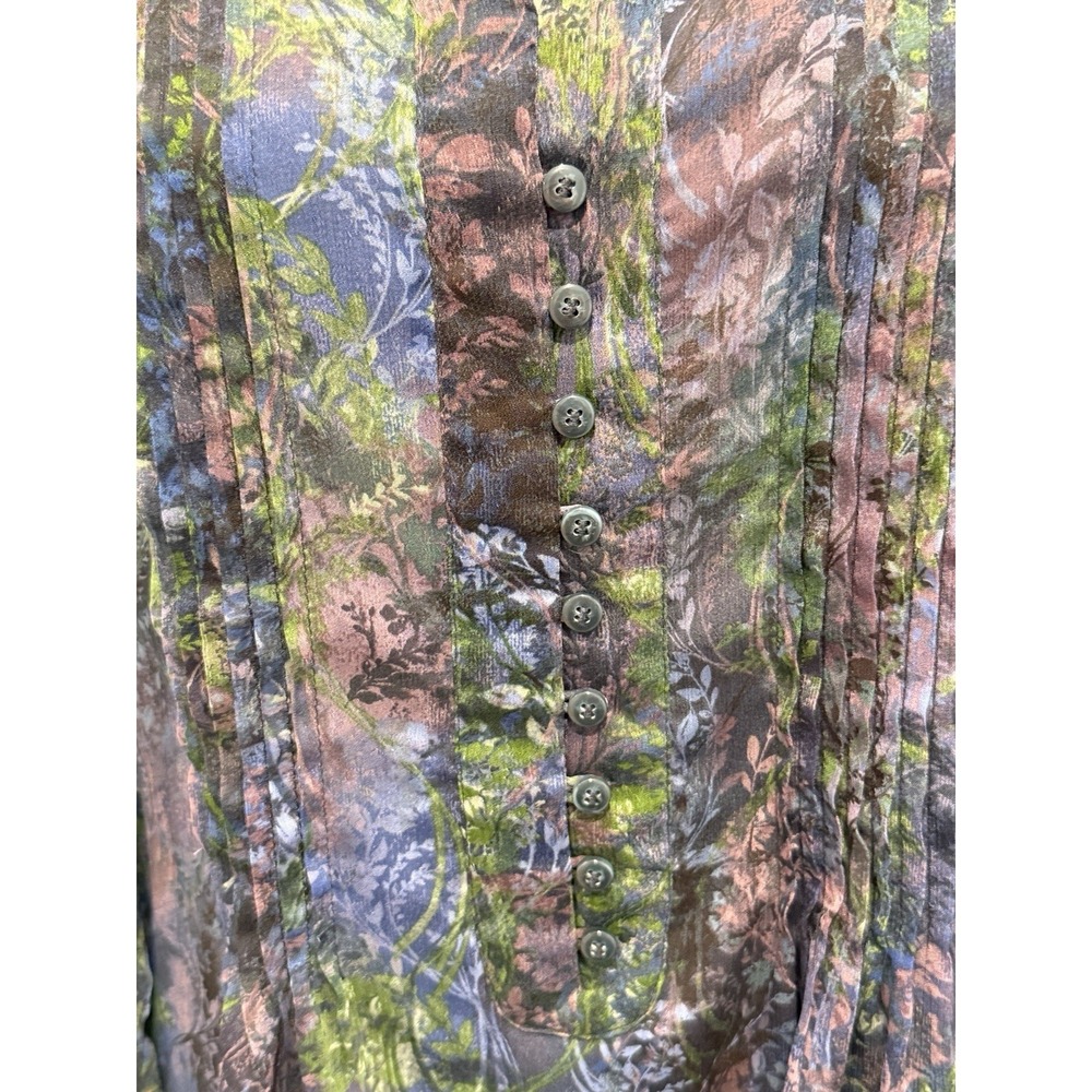 Coldwater Creek Romantic Woodland Forest Fairy Print Pintuck Sheer Tunic Top  2X - Picture 2 of 8